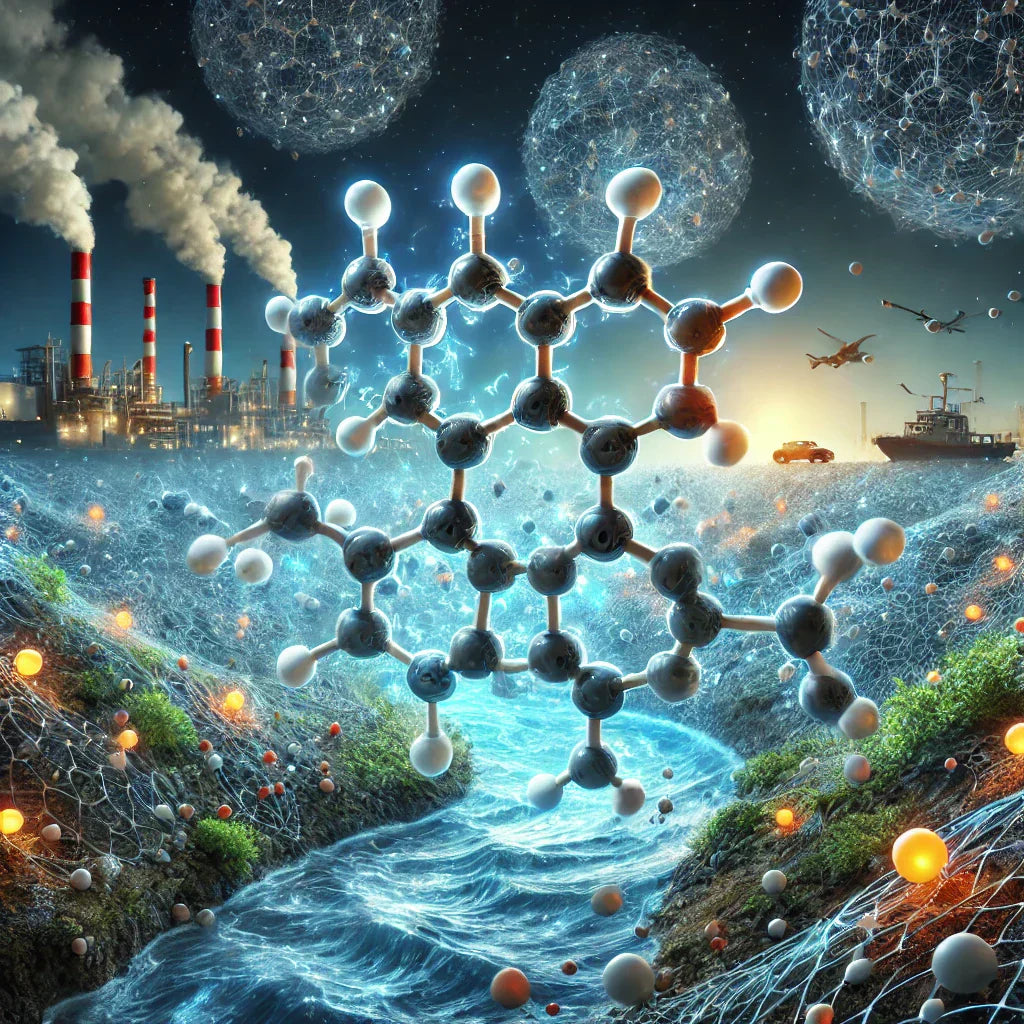 forever chemicals" (PFAS) in the environment, showcasing their molecular structures and contamination in soil, water, and air. Let me know if you'd like any modifications!